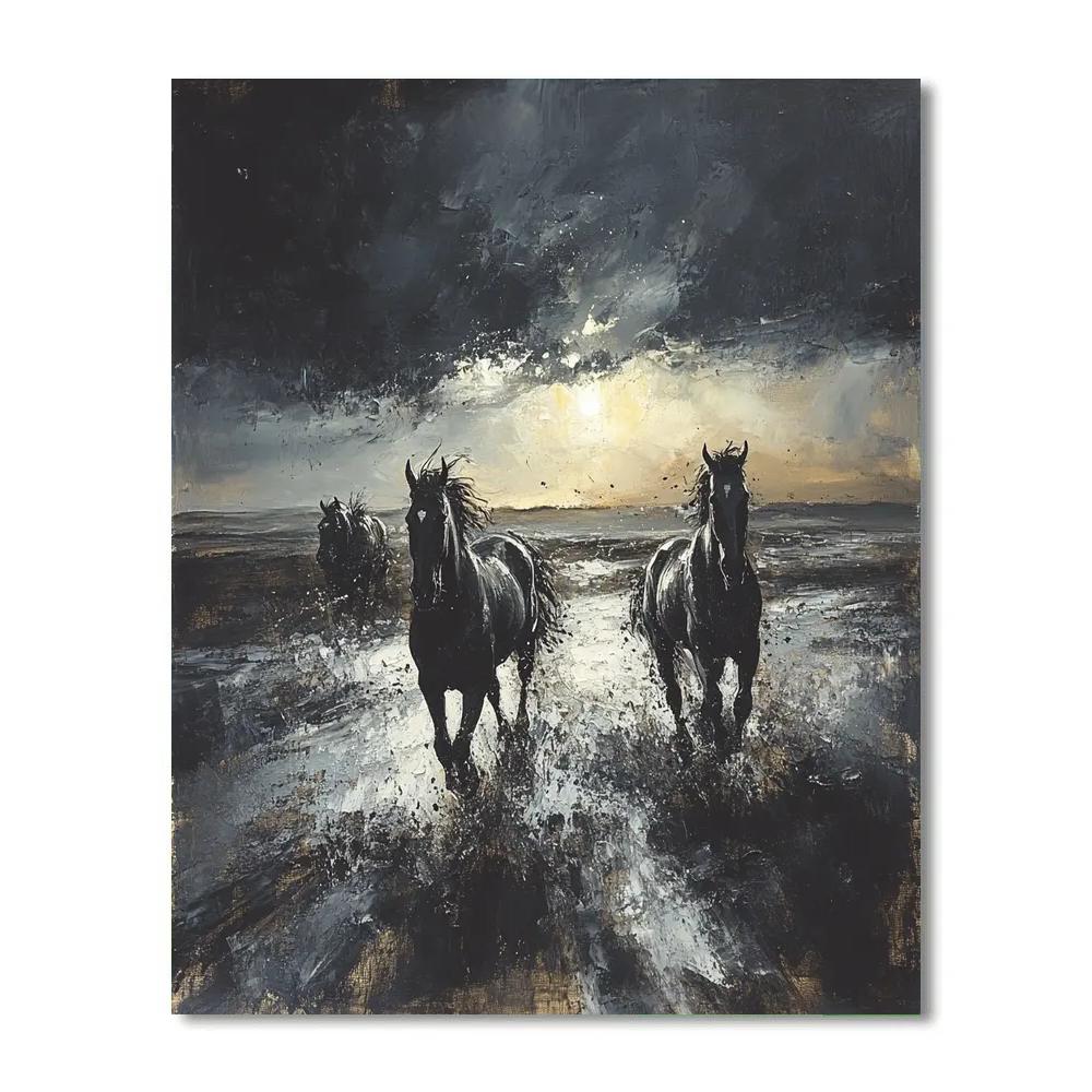 Goya Inspired Wild Horses Number painting