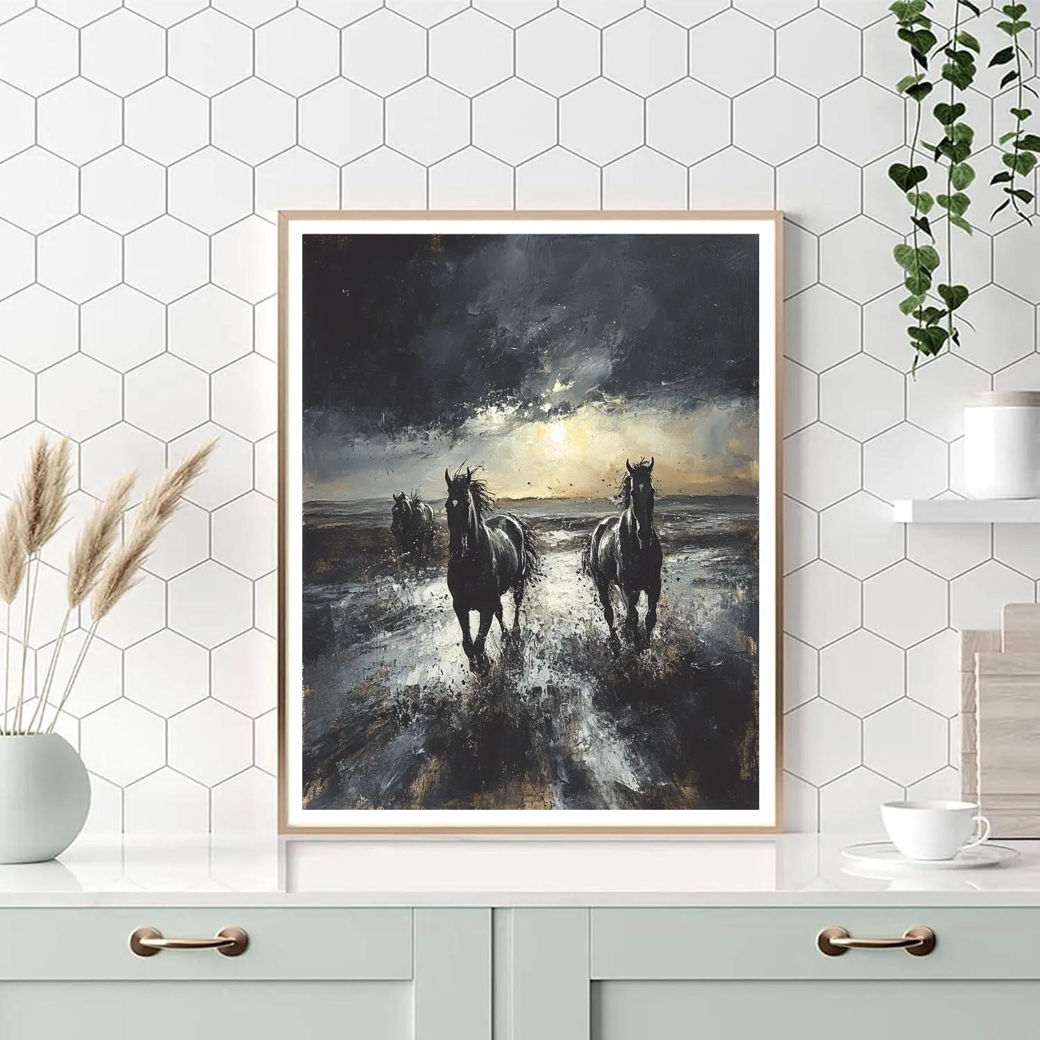 Goya Inspired Wild Horses Number painting