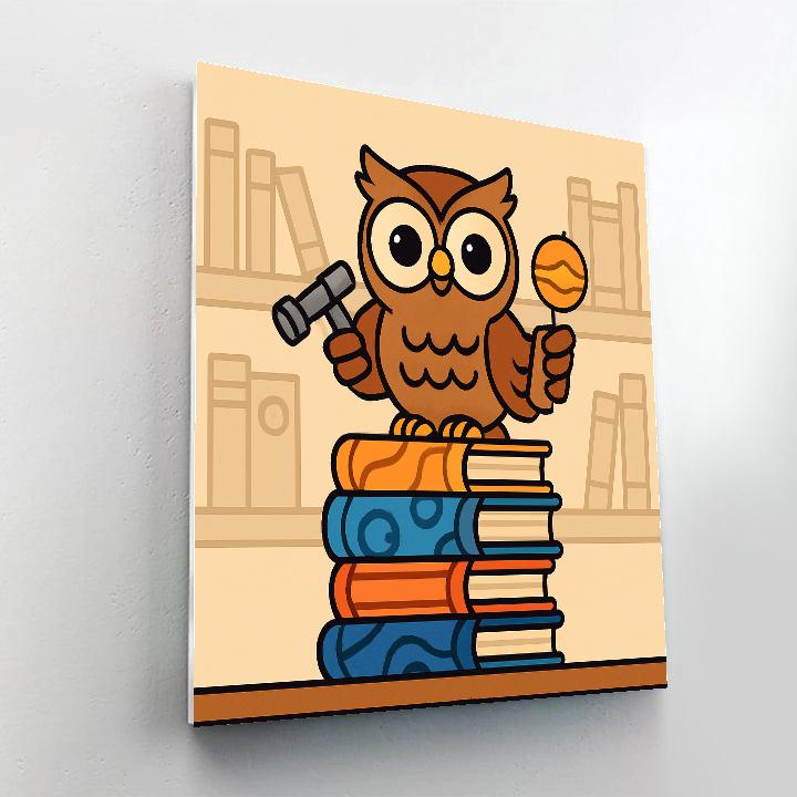 Library Owl And Planet Books paint by number