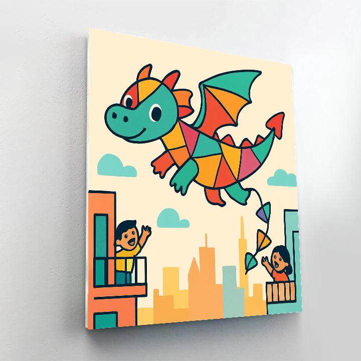 Cloud City Kite Dragon Painting by numbers kit
