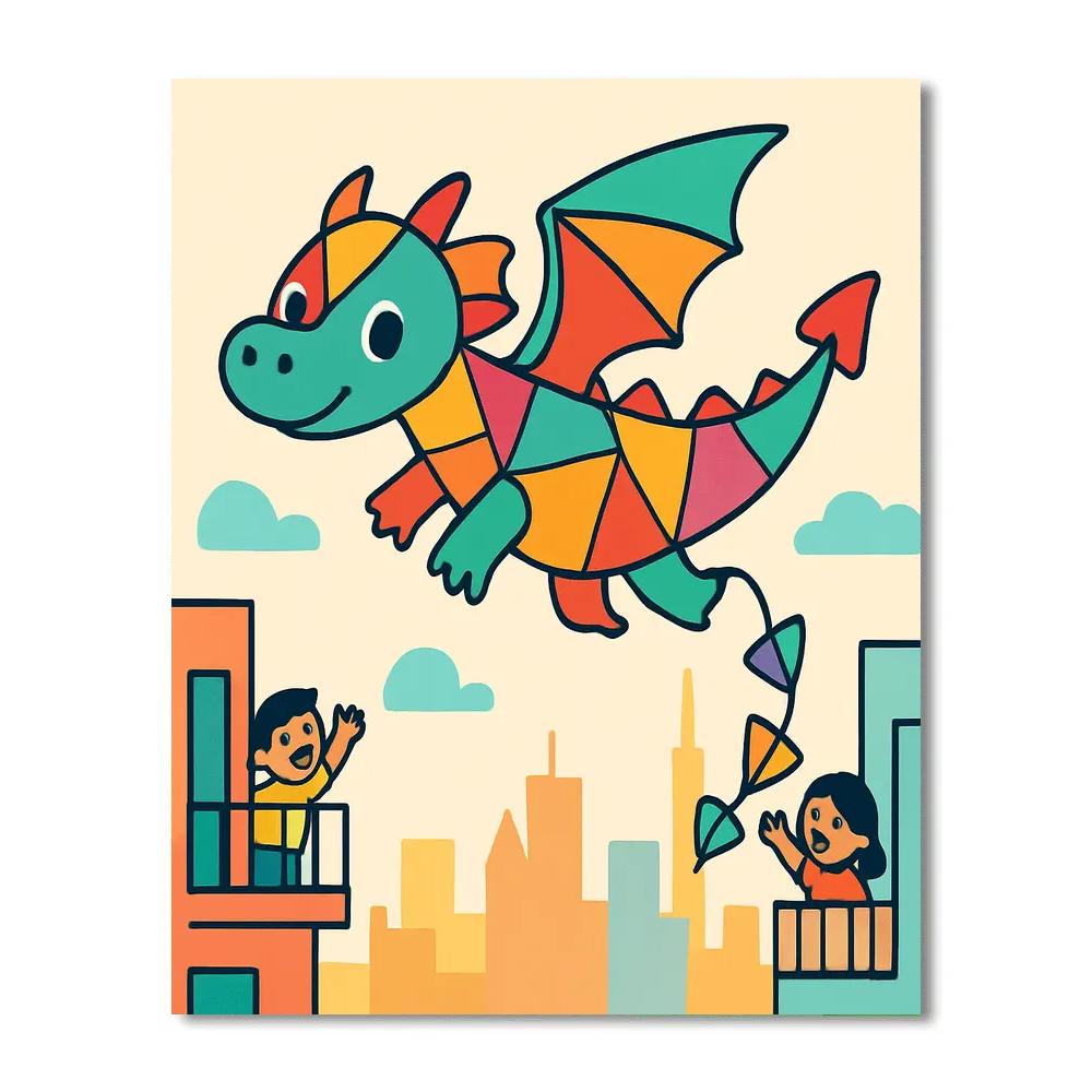 Cloud City Kite Dragon Painting by numbers kit