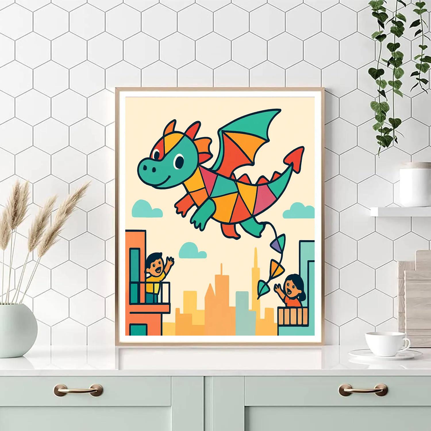 Cloud City Kite Dragon Painting by numbers kit