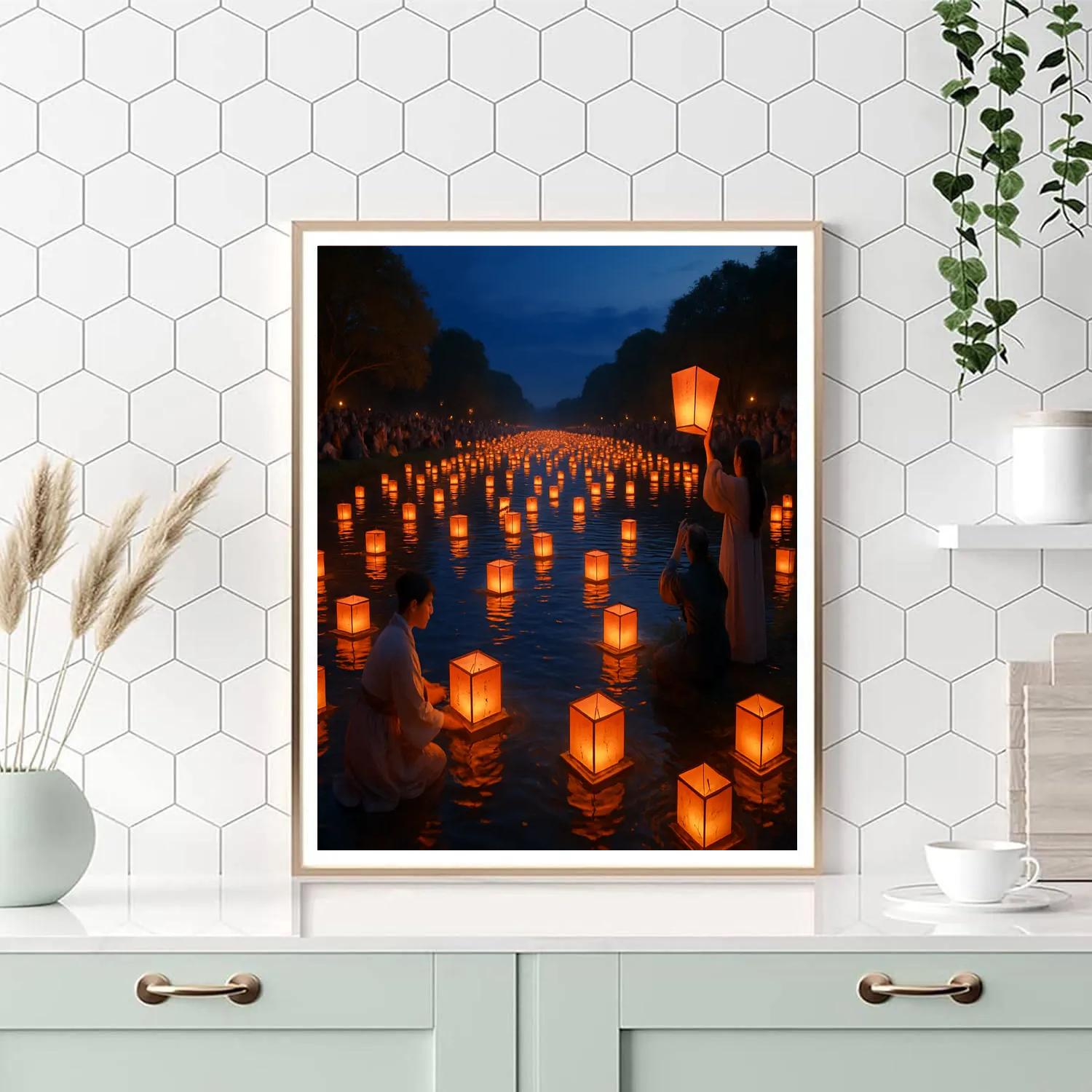 Lantern Festival At Taiwan Riverbank Paint by numbers art