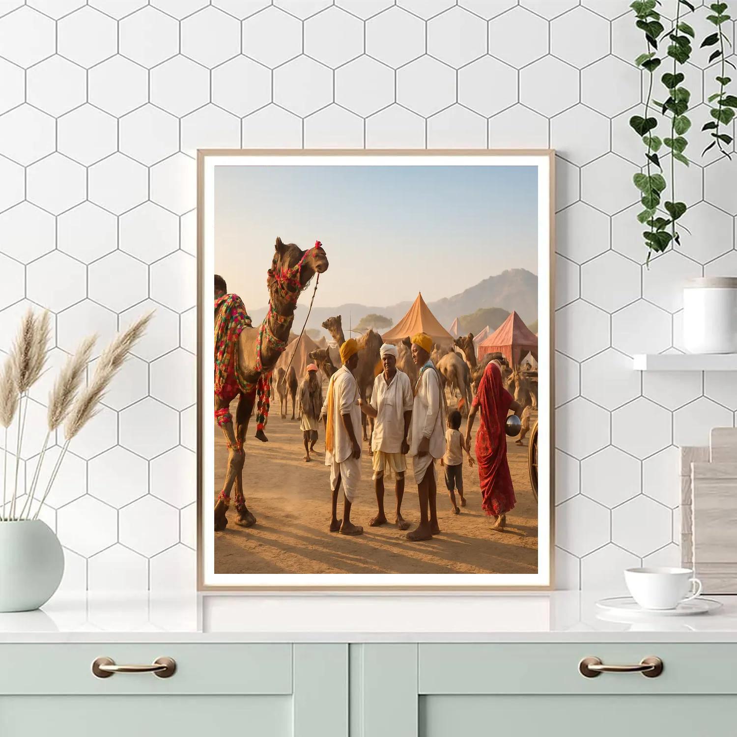 Pushkar Camel Fair Market Scene Number painting