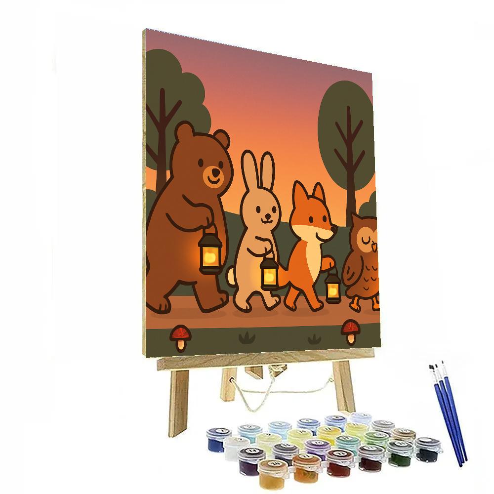 Forest Lantern Parade Paint by numbers kits