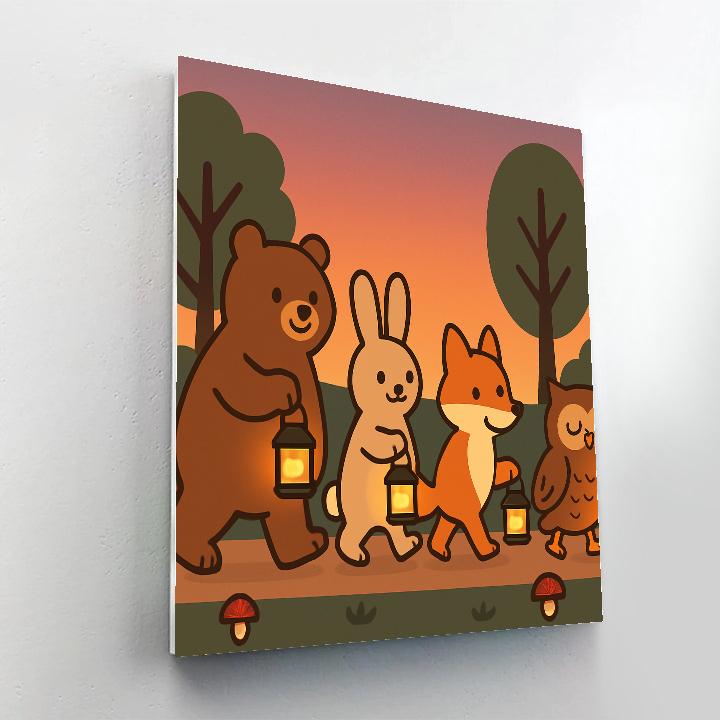 Forest Lantern Parade Paint by numbers kits