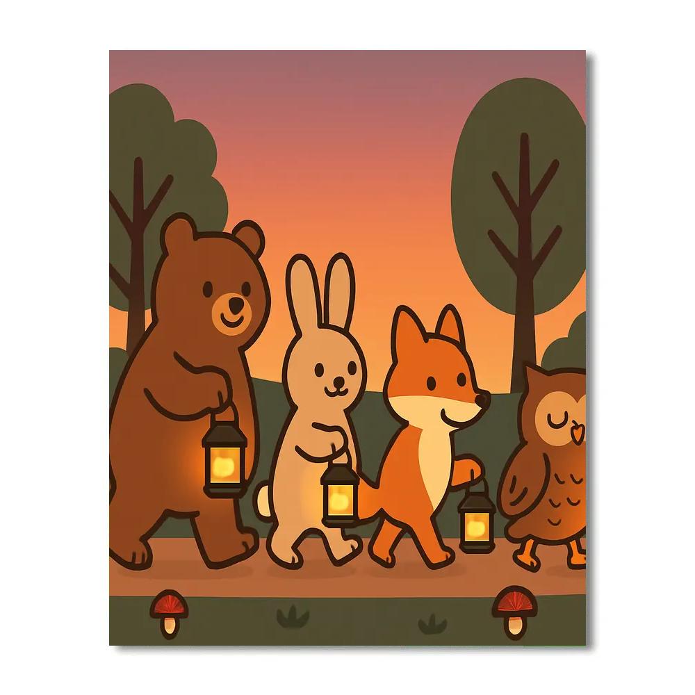 Forest Lantern Parade Paint by numbers kits