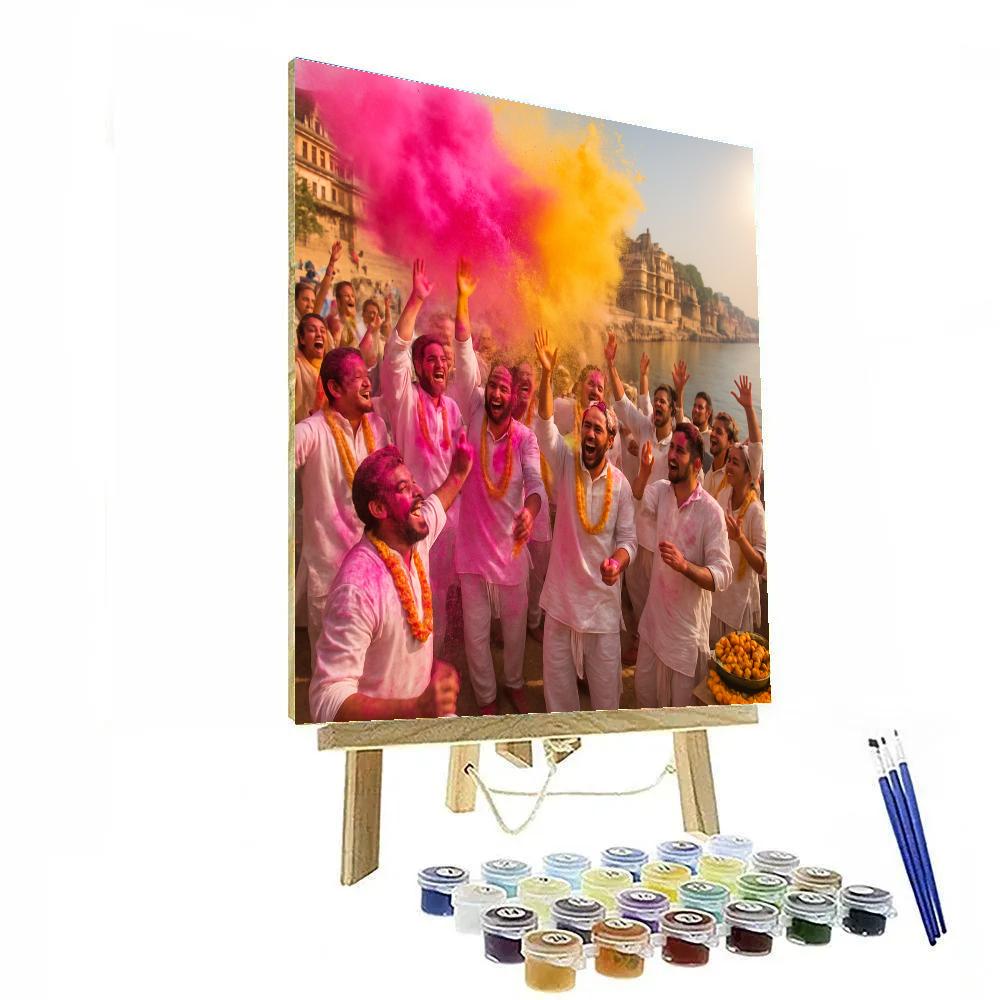 Holi Festival In Varanasi Painting by numbers kit
