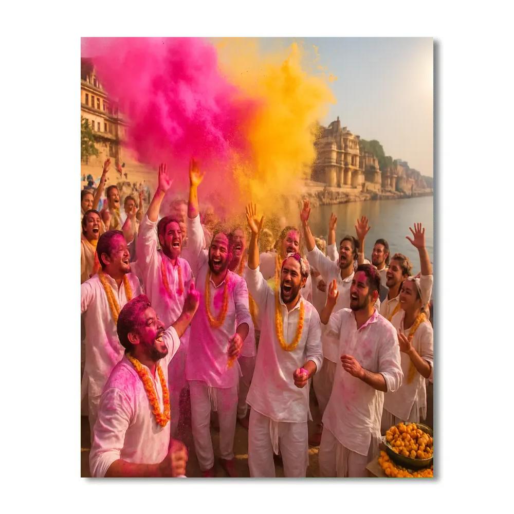 Holi Festival In Varanasi Painting by numbers kit