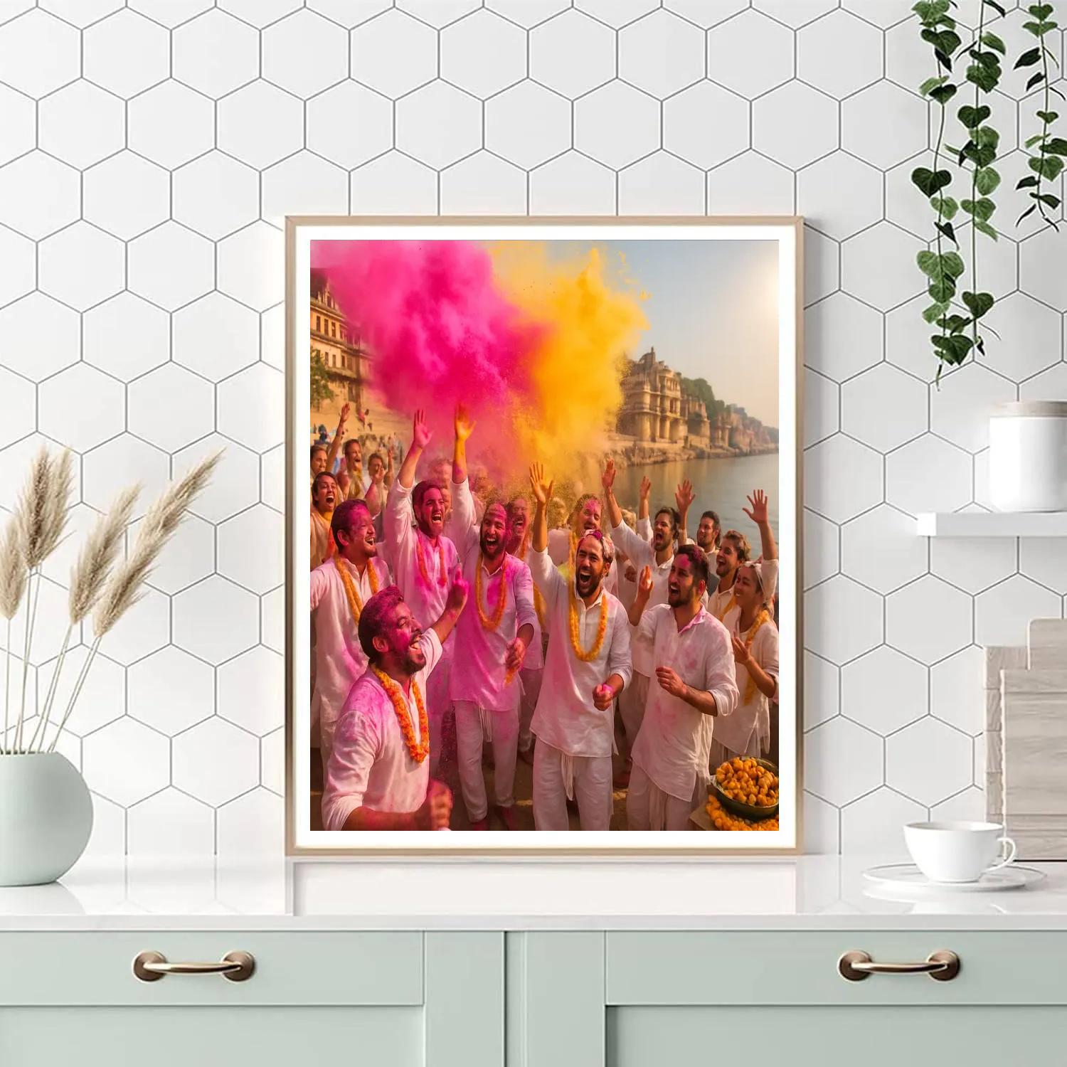 Holi Festival In Varanasi Painting by numbers kit