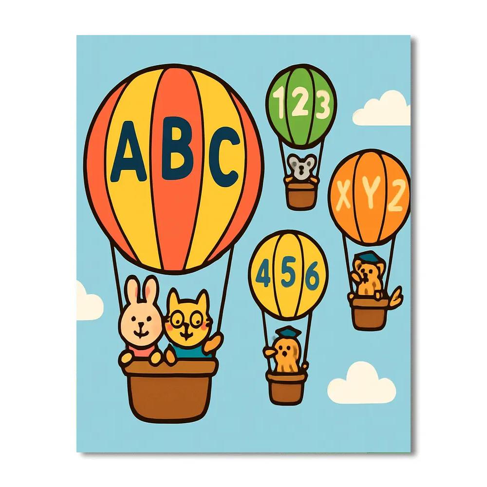 Sky School Hot Air Balloons paint by numbers