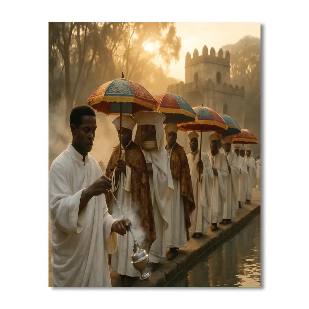Timkat Procession At Fasilides Bath Painting by numbers kit