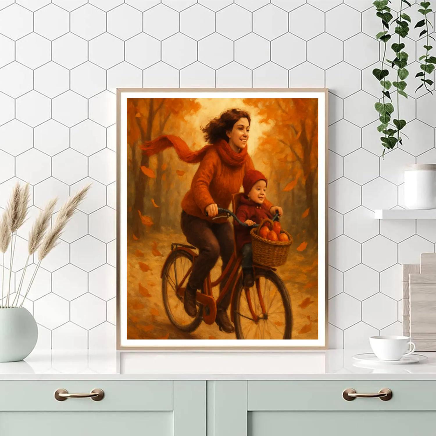 Bicycle Ride Through Autumn Painting by numbers kit