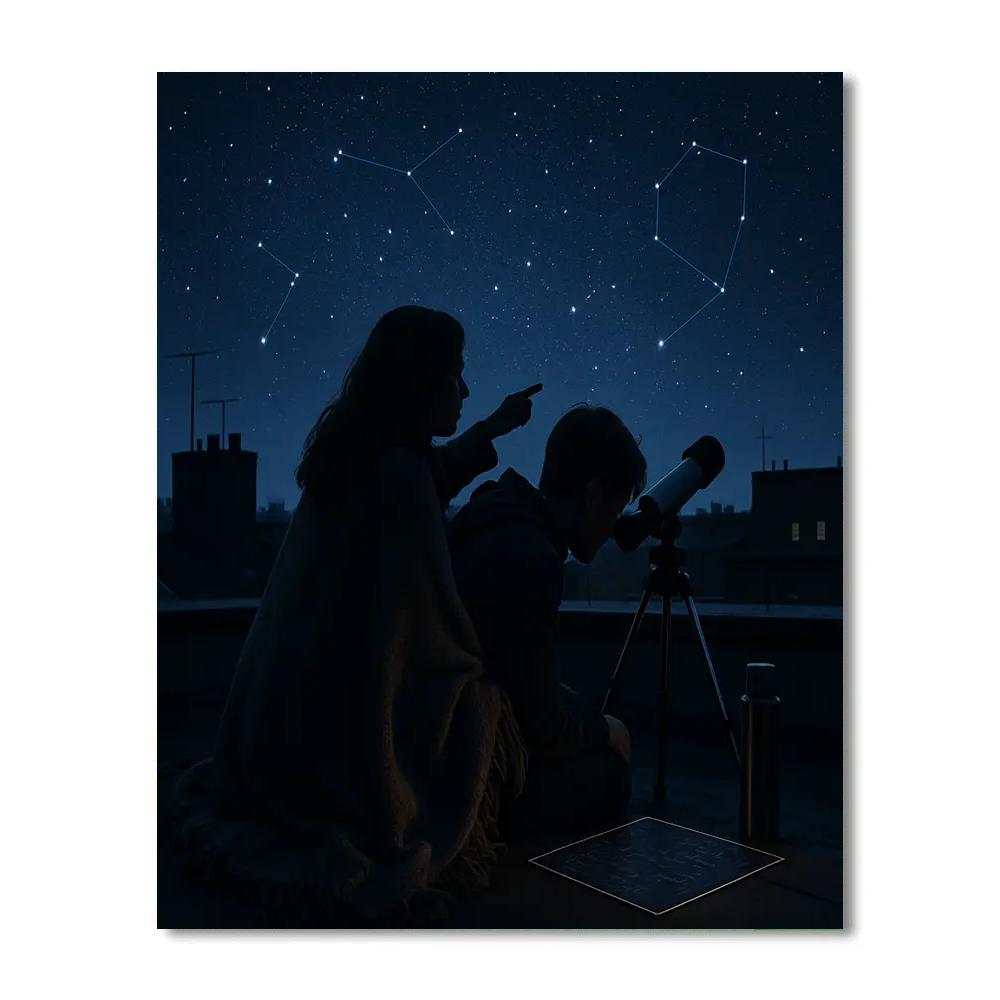 Mother And Teen Stargazing DIY paint by numbers