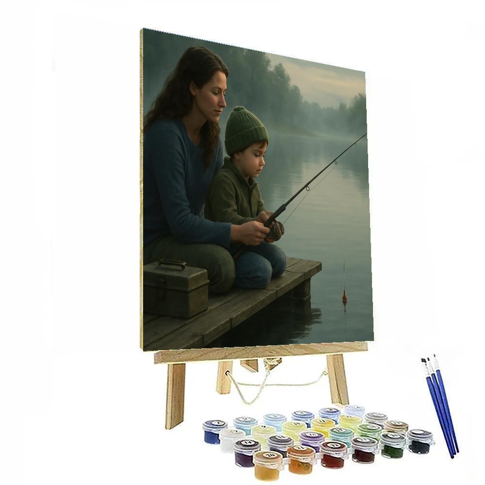 Lakeside Fishing Lesson DIY paint by numbers