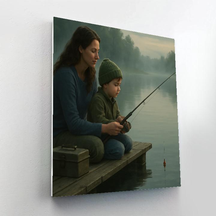 Lakeside Fishing Lesson DIY paint by numbers