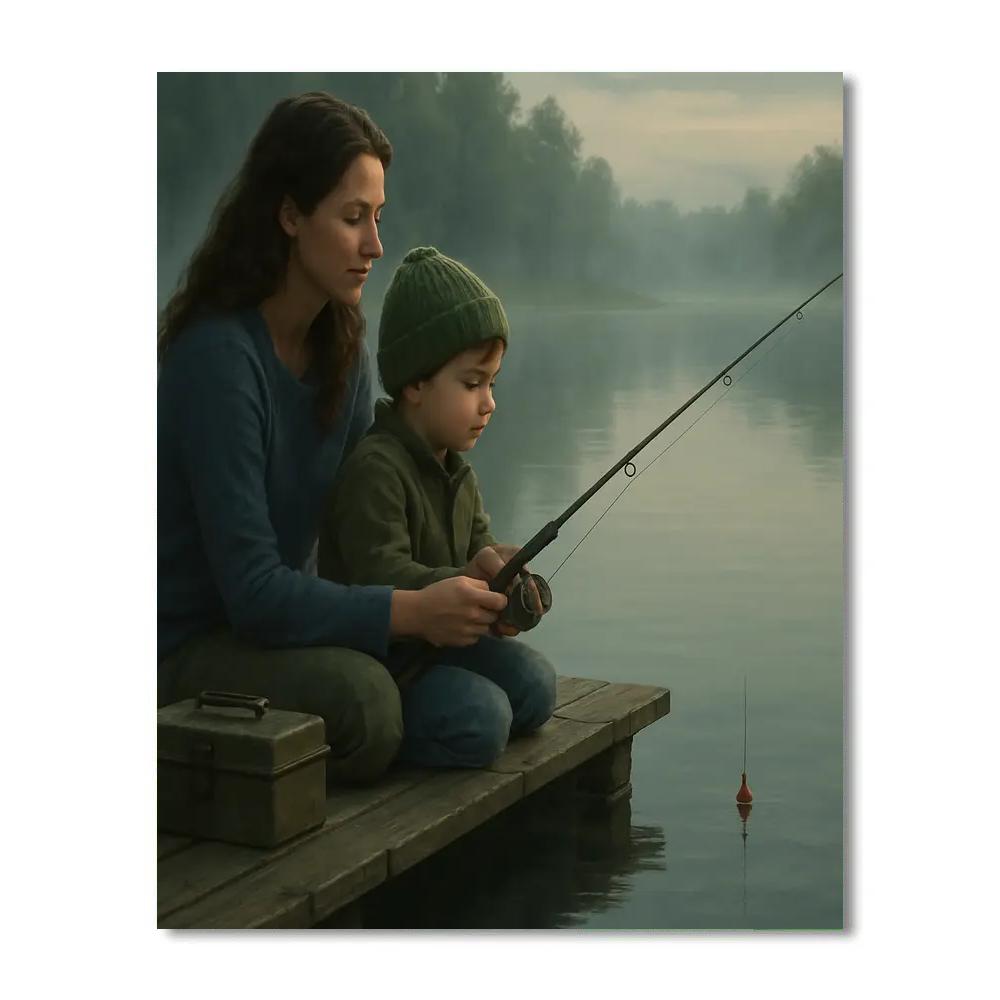 Lakeside Fishing Lesson DIY paint by numbers