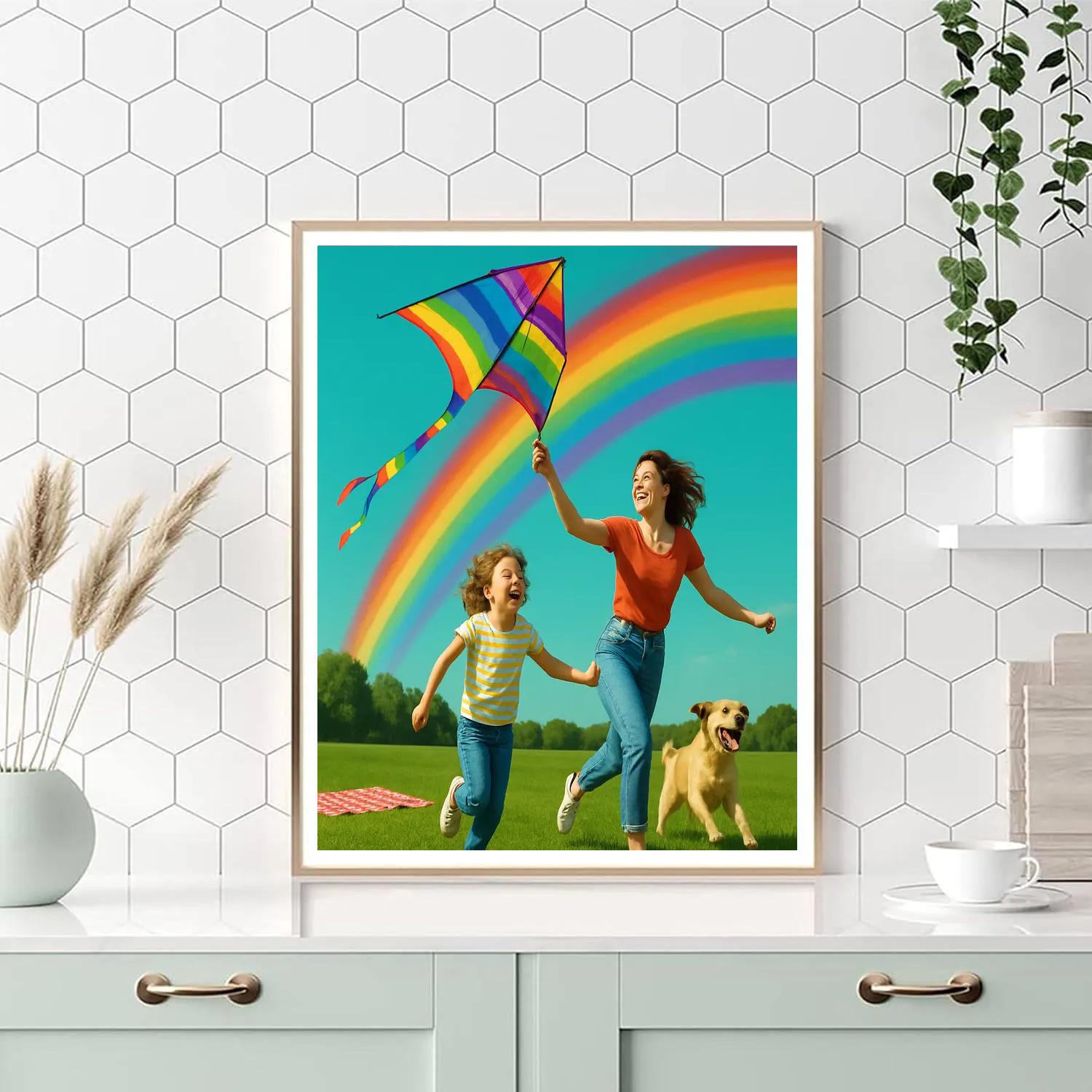 Rainbow Kite Flight paint by numbers