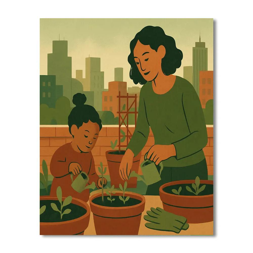 City Rooftop Garden Play paint by numbers