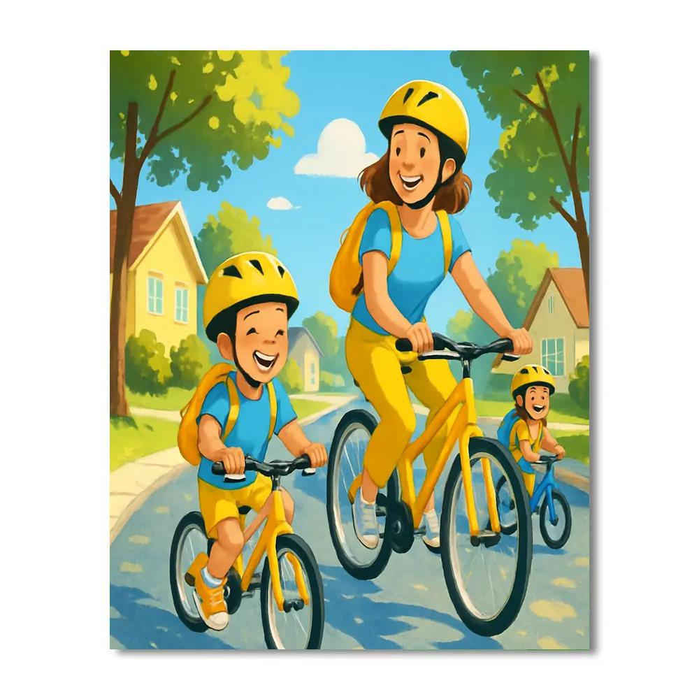 Morning Bike Train paint by color