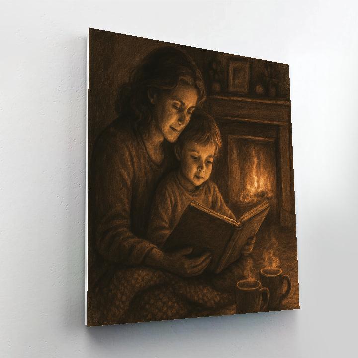 Cozy Fireplace Story Circle paint by number