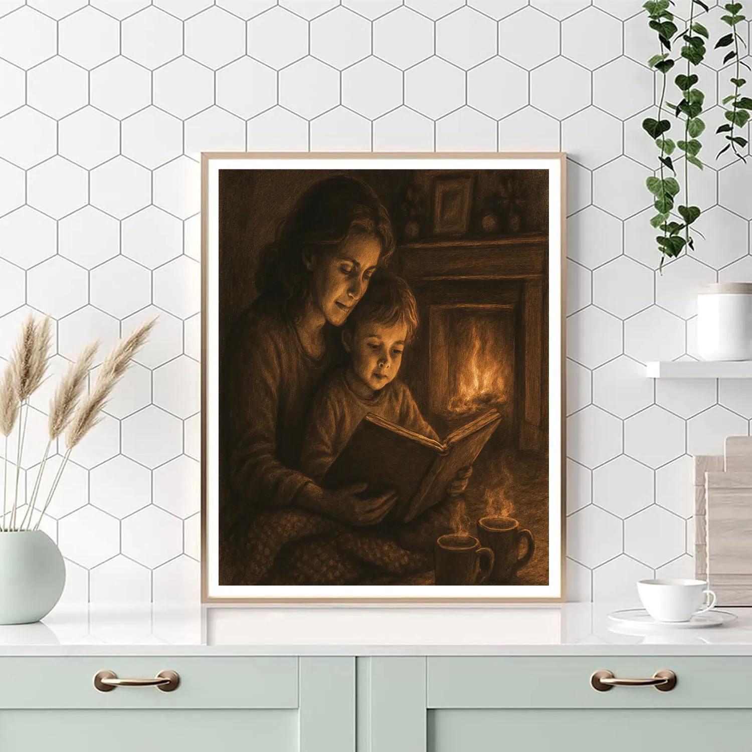 Cozy Fireplace Story Circle paint by number