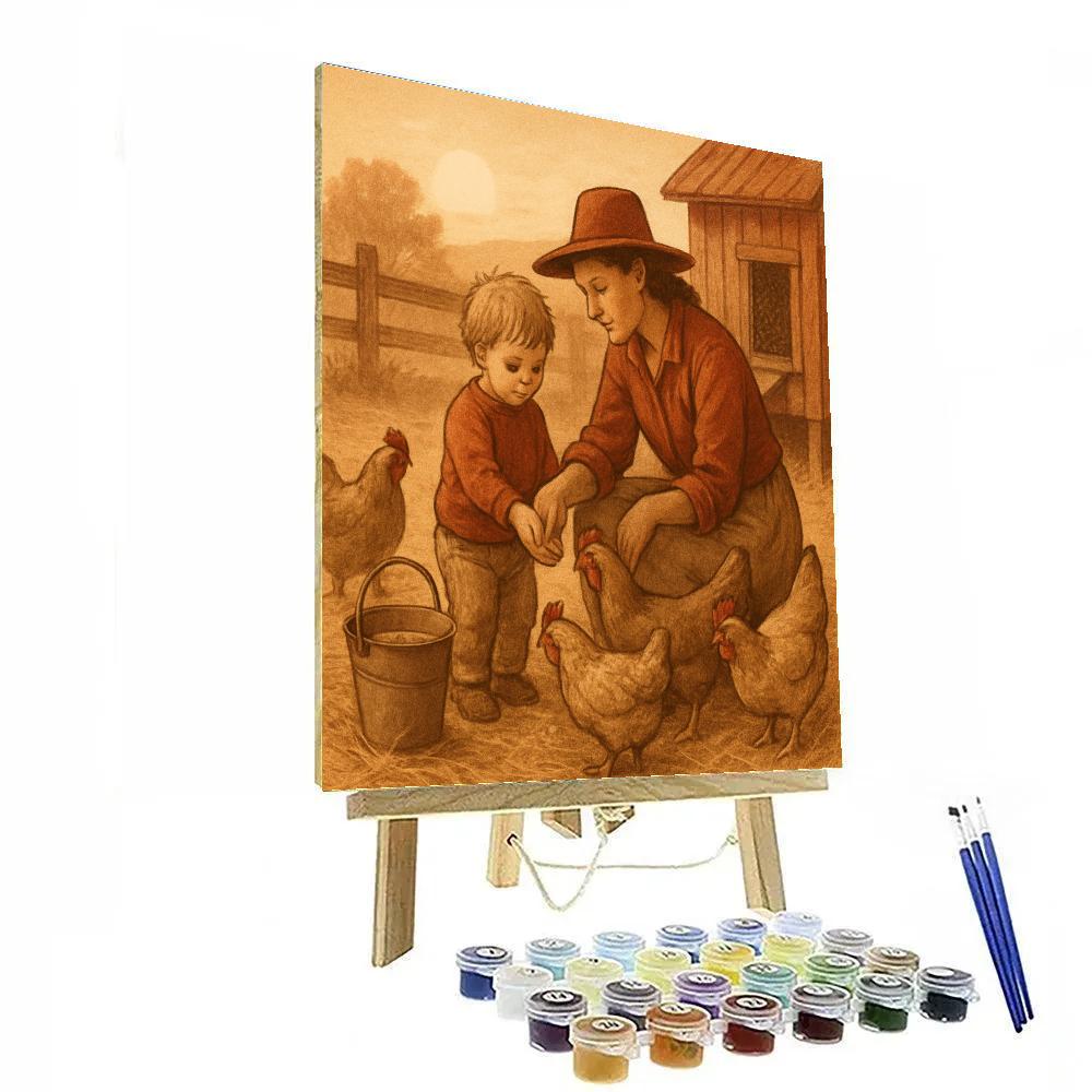 Morning Farmer Feeding painting number kit