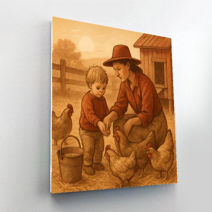 Morning Farmer Feeding painting number kit