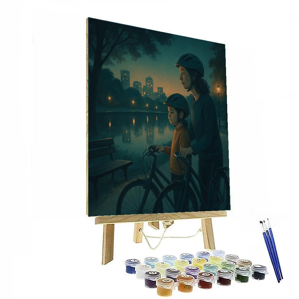 Twilight Bike Path Reflection Numbered painting kits