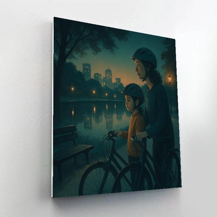 Twilight Bike Path Reflection Numbered painting kits