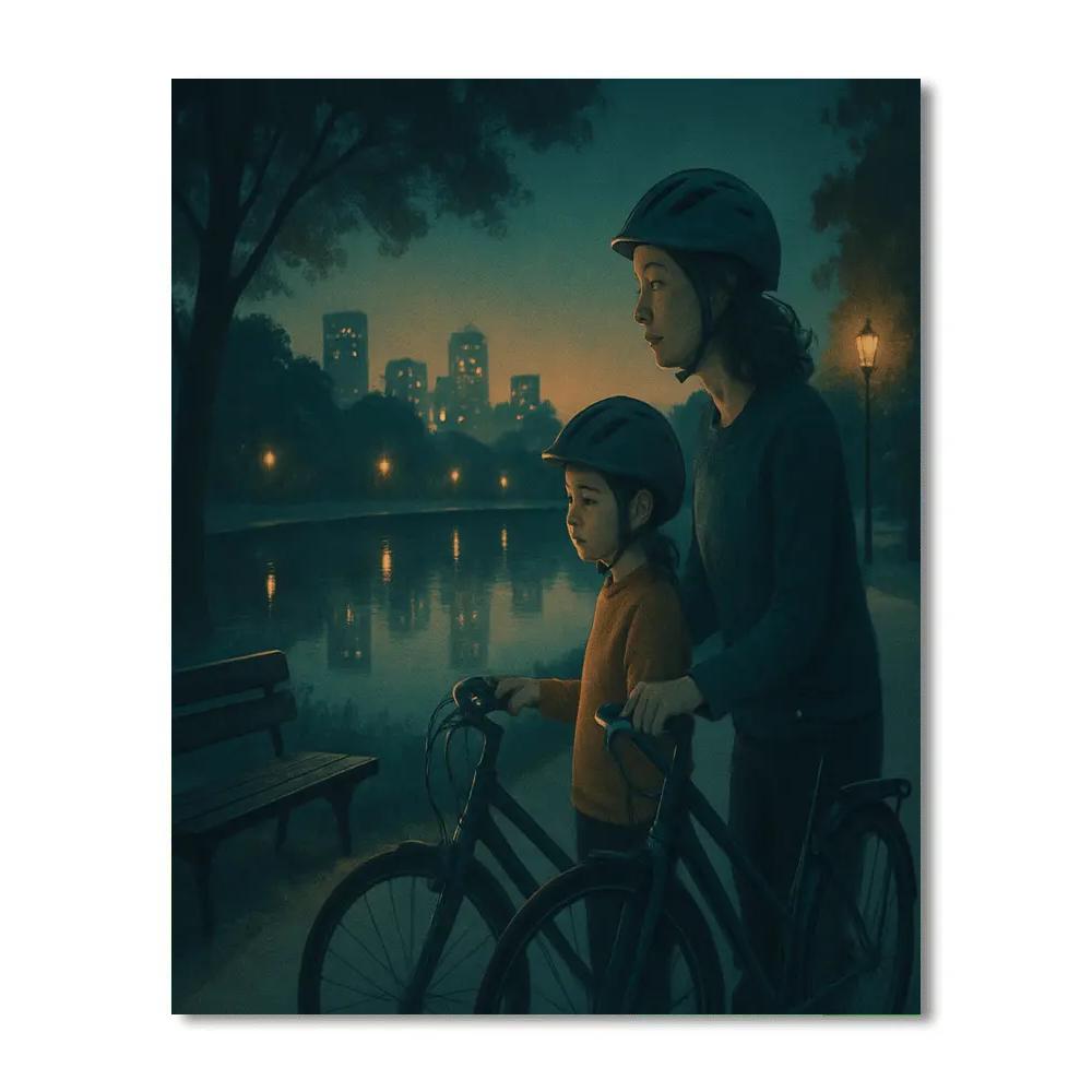 Twilight Bike Path Reflection Numbered painting kits