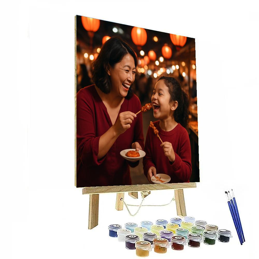 Night Market Food Sharing paint by number