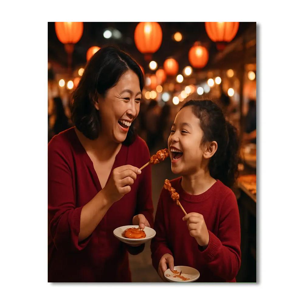 Night Market Food Sharing paint by number