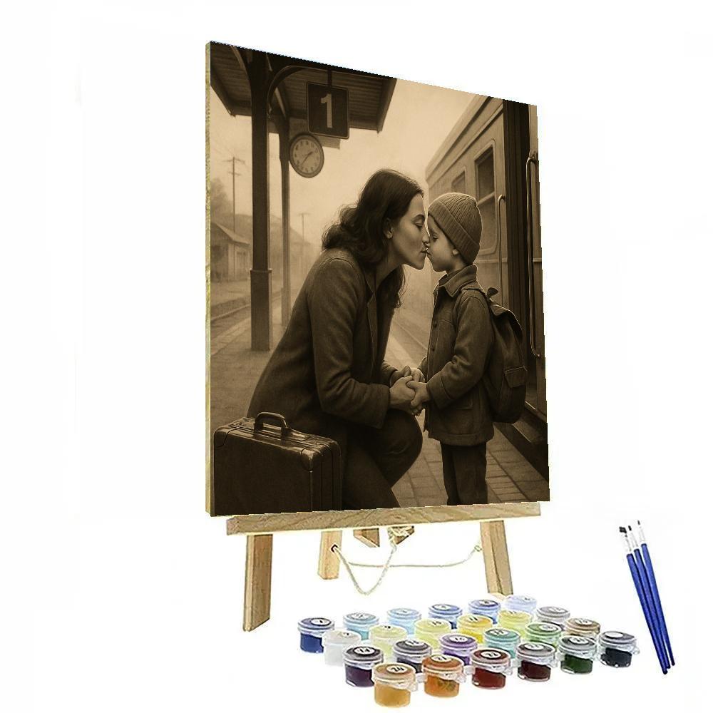 Train Station Goodbye Kiss paint by number