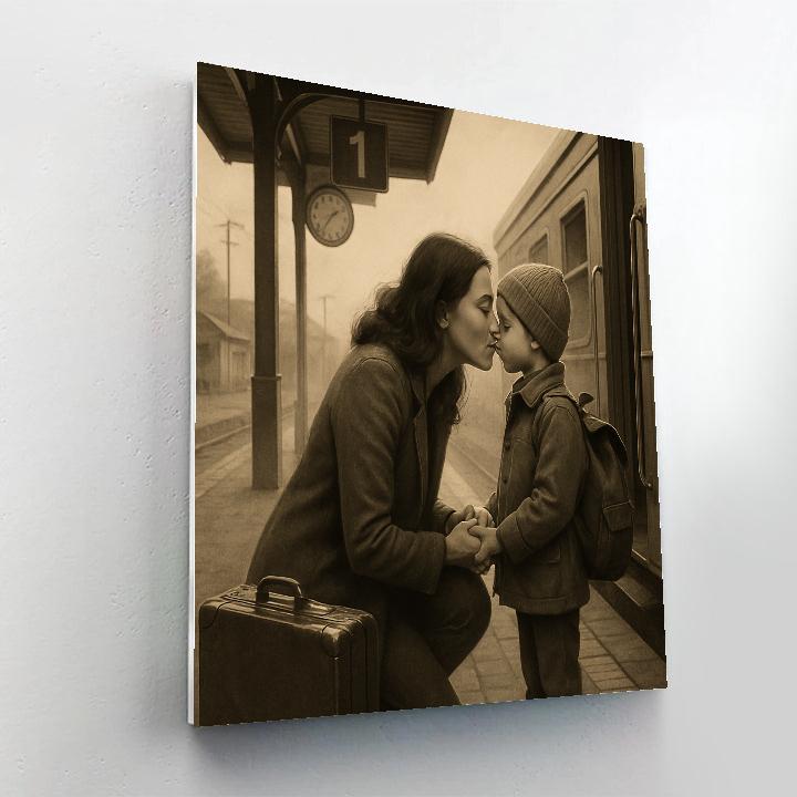 Train Station Goodbye Kiss paint by number