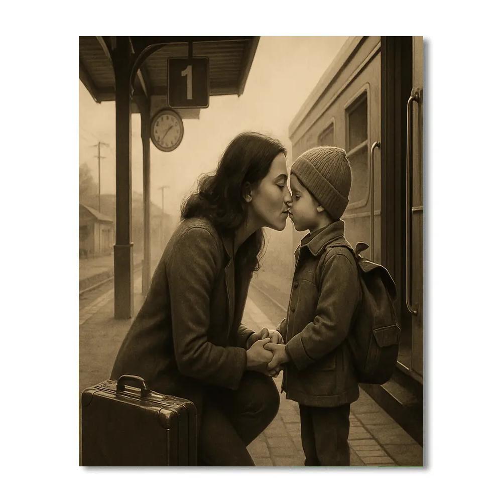 Train Station Goodbye Kiss paint by number