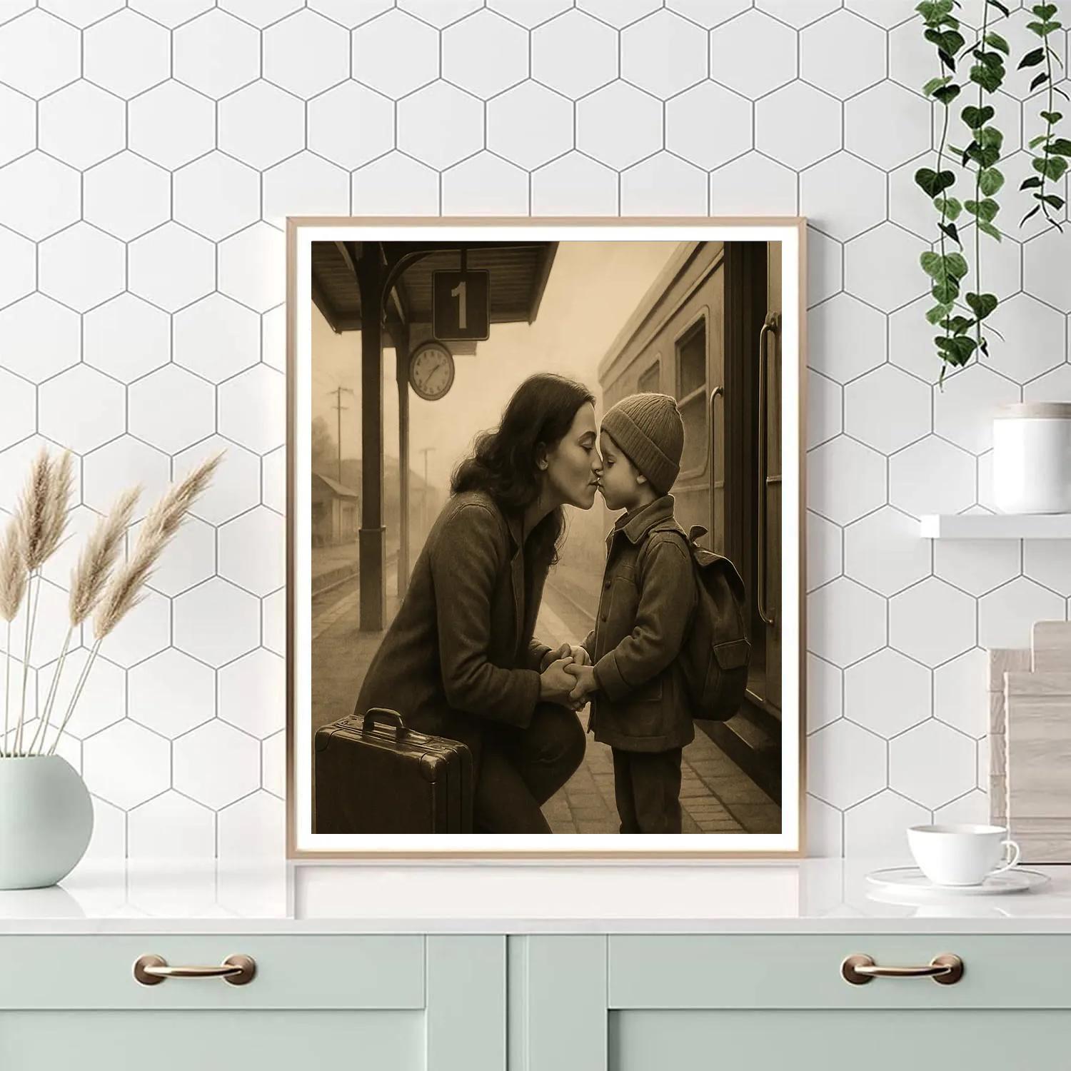 Train Station Goodbye Kiss paint by number