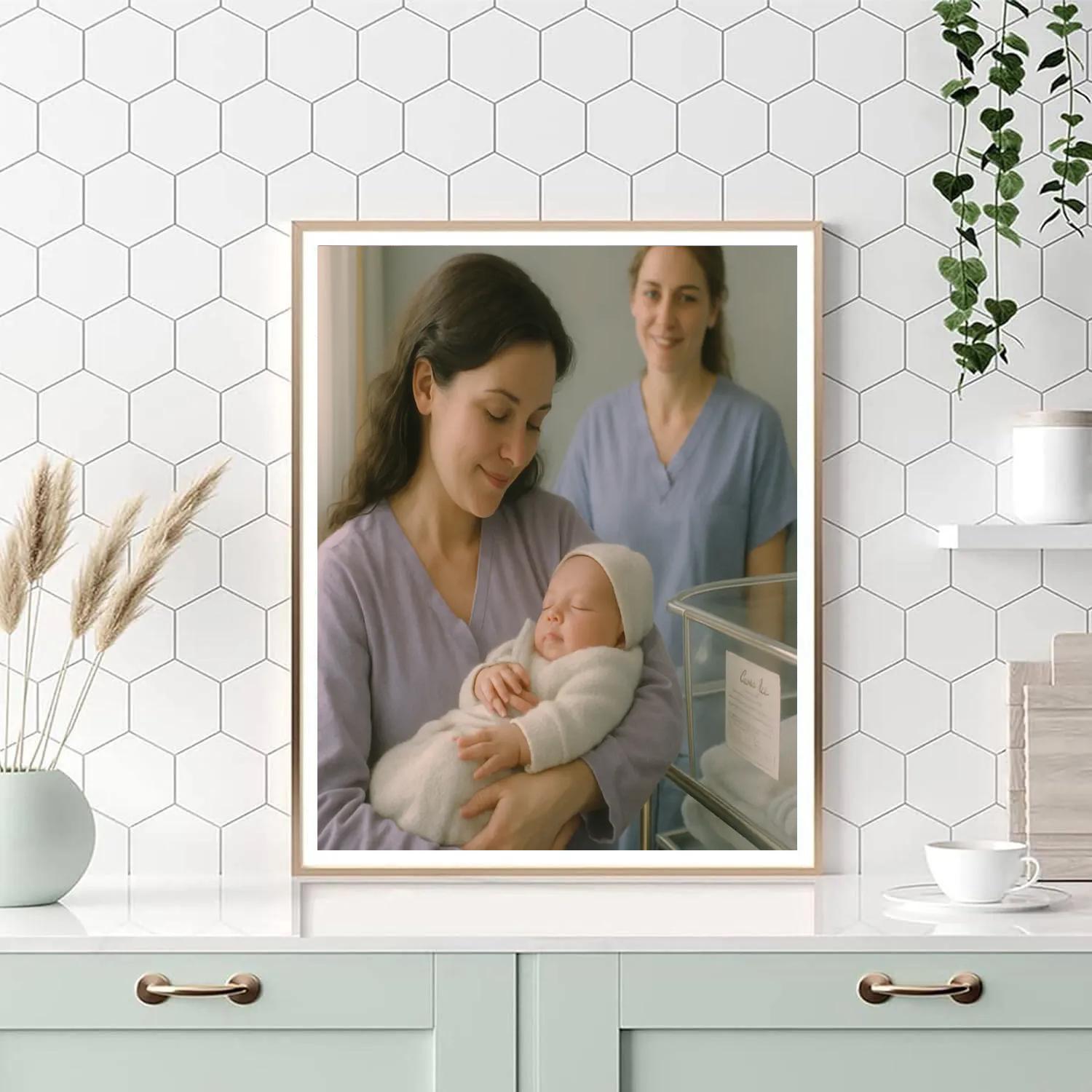 Quiet Hospital Holding Number painting