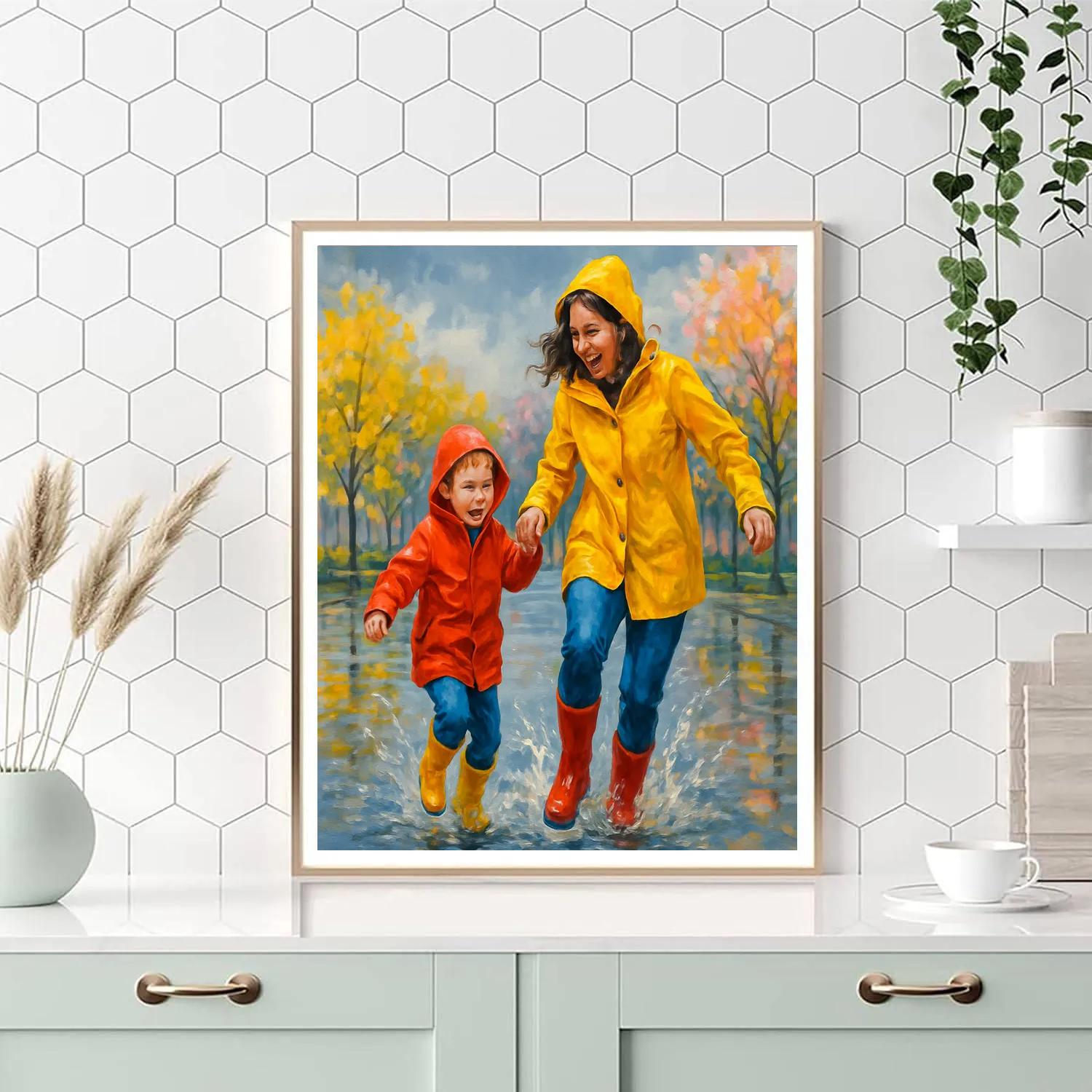 Shared Laughter On A Rainy Day Number painting