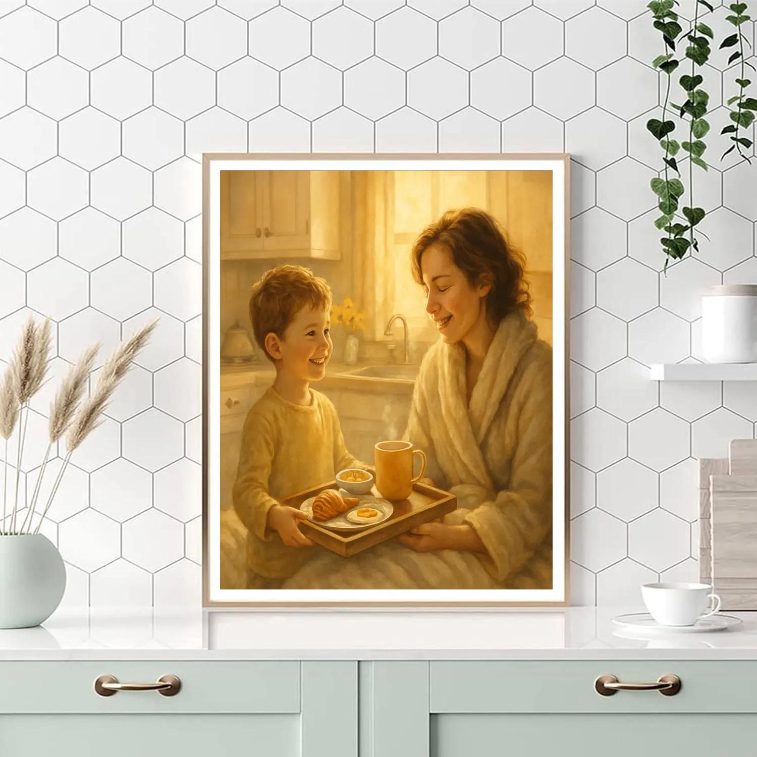 Morning Breakfast Surprise With Mom painting number kit