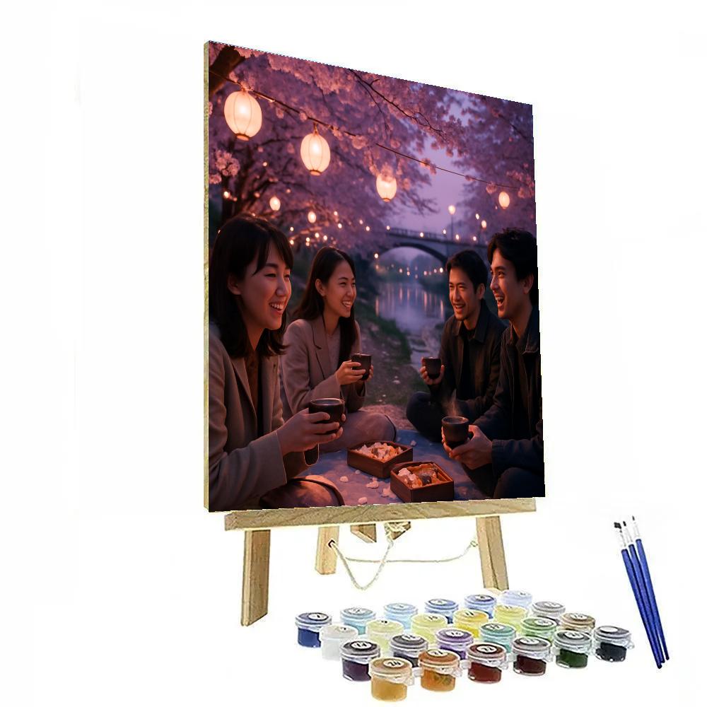 Hanami Evening Picnic Under Cherry Trees Number painting