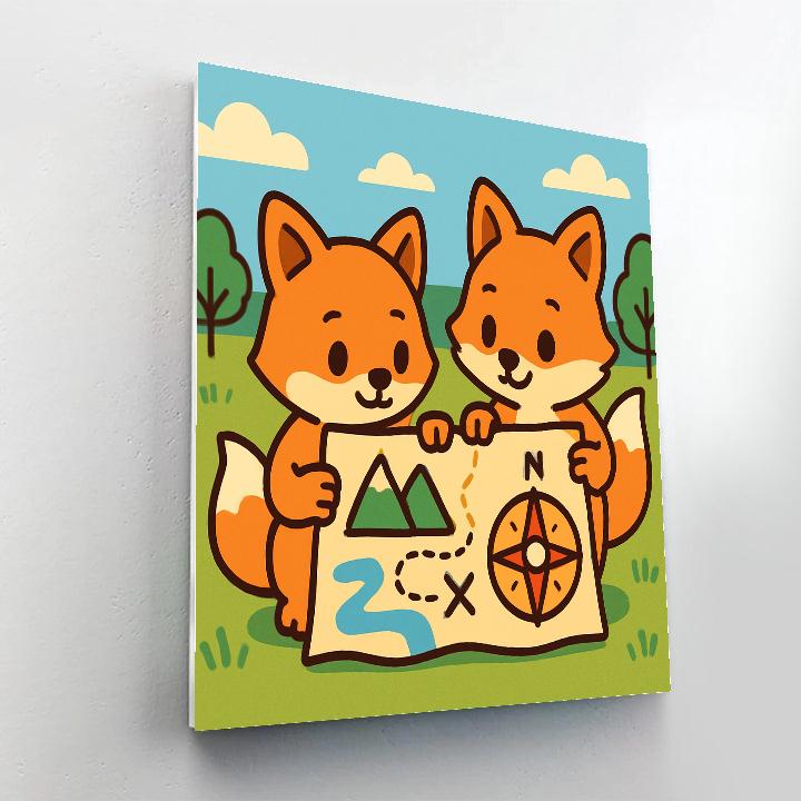 Map-Making Fox Explorers Number painting