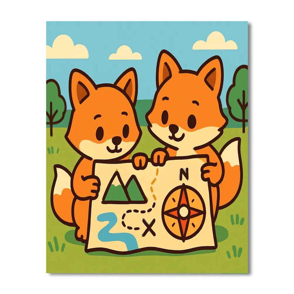 Map-Making Fox Explorers Number painting