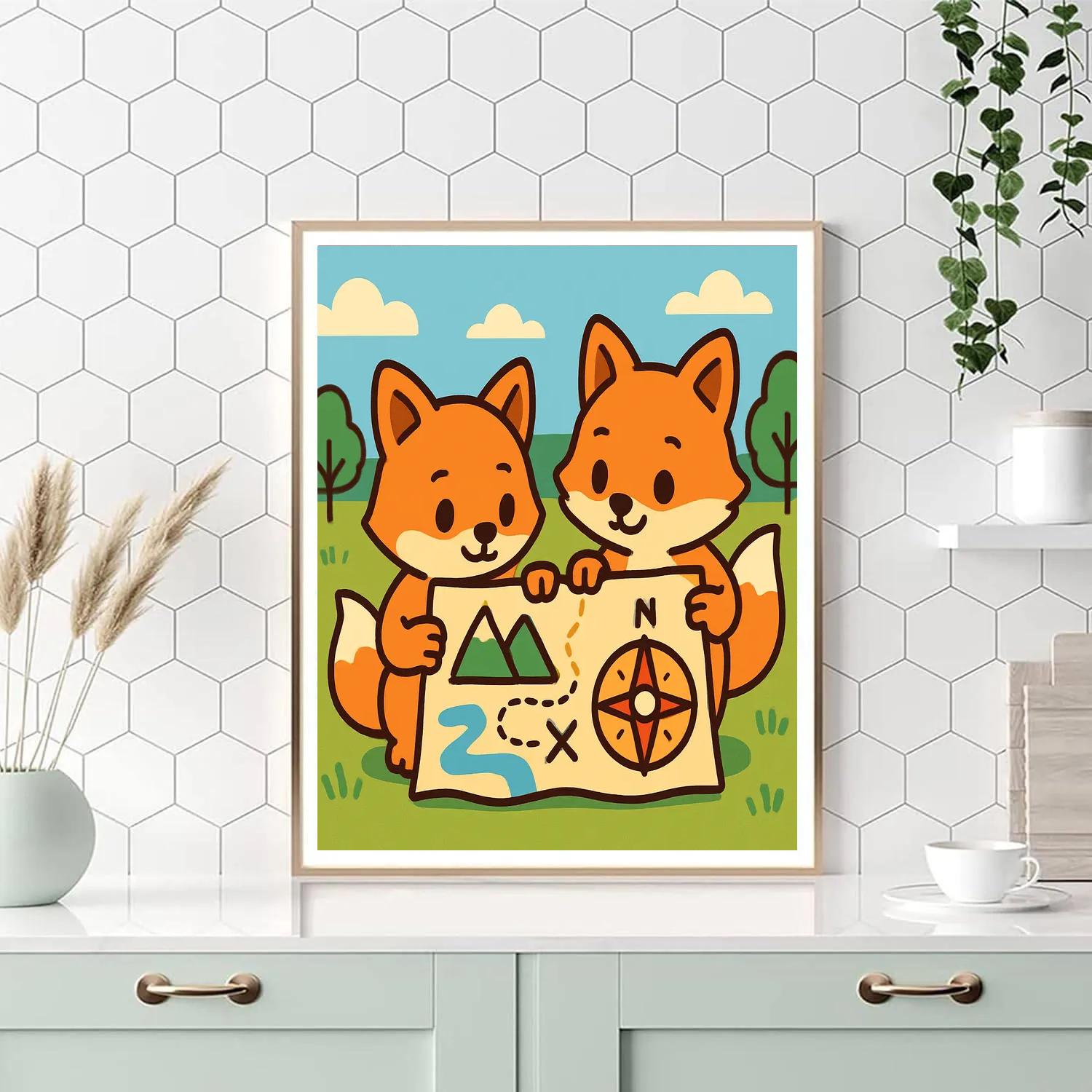 Map-Making Fox Explorers Number painting