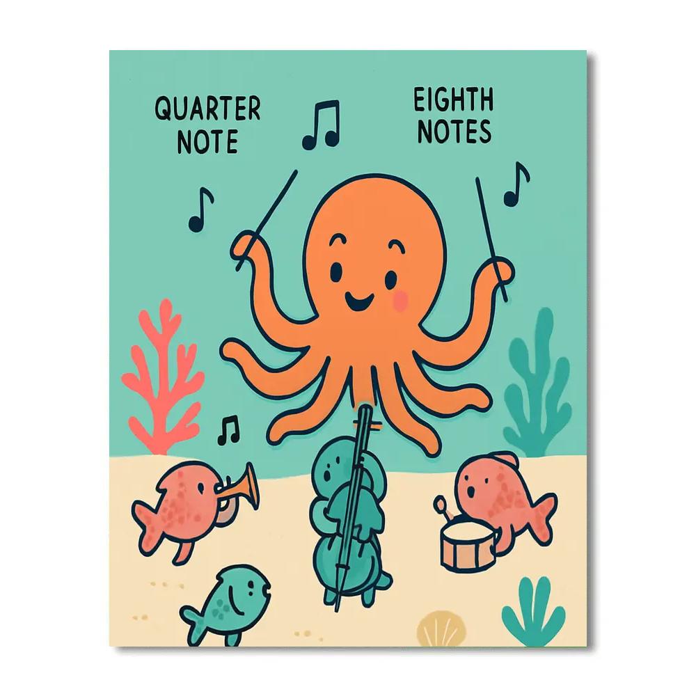 Underwater Orchestra Octopus Number painting