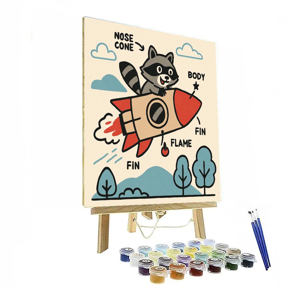 Rocket-Riding Raccoon Painting by numbers kit
