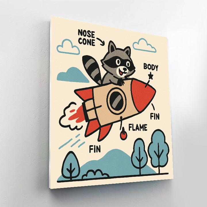 Rocket-Riding Raccoon Painting by numbers kit