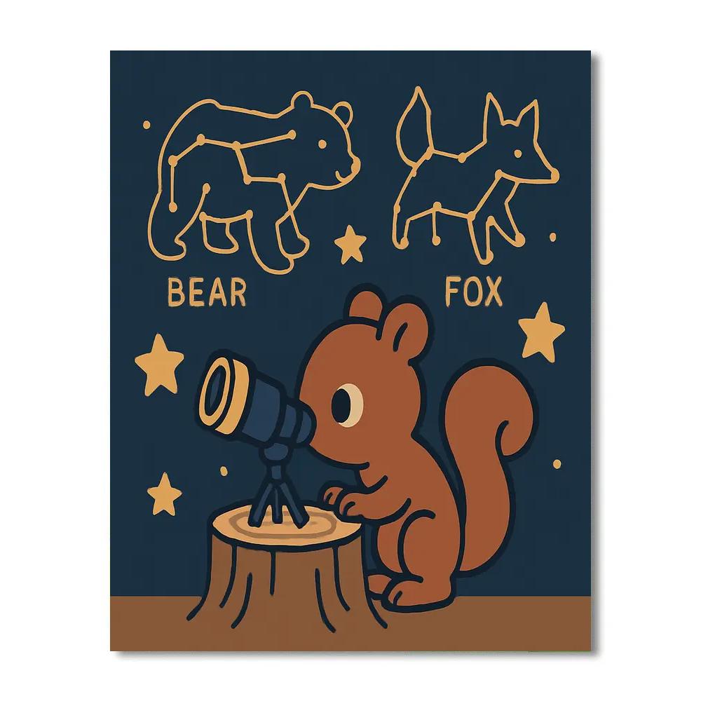 Stargazer Squirrel Observatory DIY paint by numbers