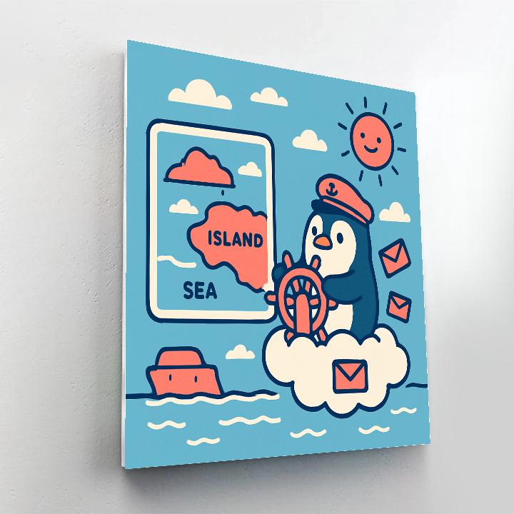 Cloud-Boat Penguin Post Painting by numbers kit