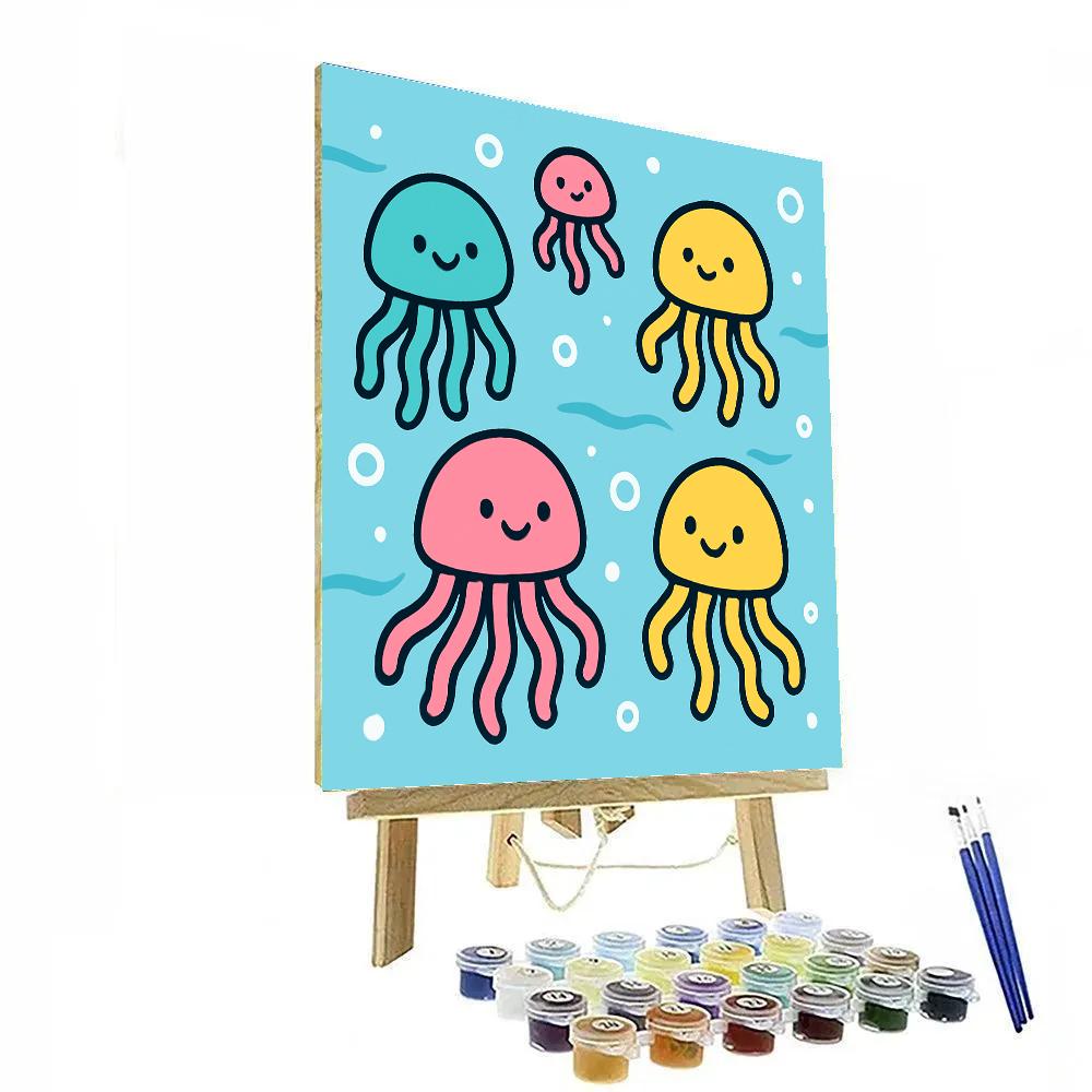 Underwater Jellyfish Parade Number painting